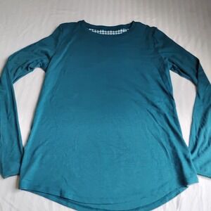 Jijamas Top Large Tall Long Sleeve Pima Cotton Sleep Casual Teal Basic